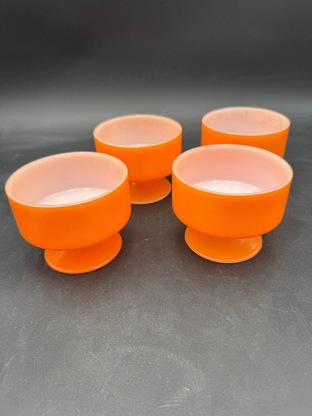 Vintage Federal Orange Milk Glass Sorbet Cups Set of 4